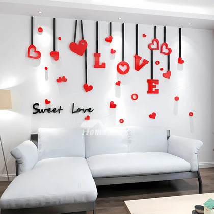 Love with Heart Wall Art, 3D Acrylic Decor, 4×4 Feet for Home & Office