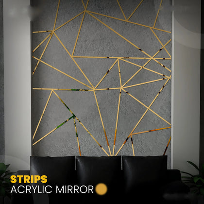 Acrylic Mirror Strips Decor, Golden/Silver, for Wall Art