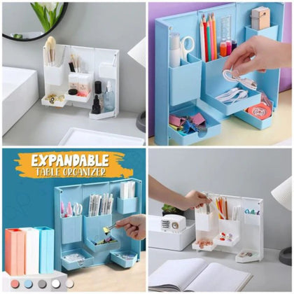 Foldable Storage Box, 3-Step Desk Organizer, Multipurpose Holder