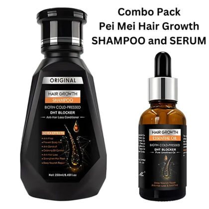 Pei Mei Hair Growth Shampoo & Serum, with Biotin, for Hair Loss Prevention & Repair