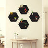 Black Double Hexa Shelves, Pack of Four, 7 Inches & 3mm Thick, for Modern Wall Decor