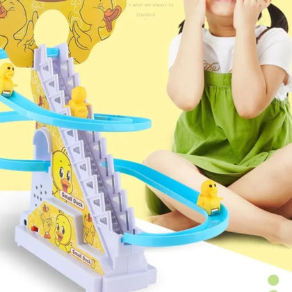 Electric Duck Climbing Stairs Toy, Flashing Lights & Music, for Kids