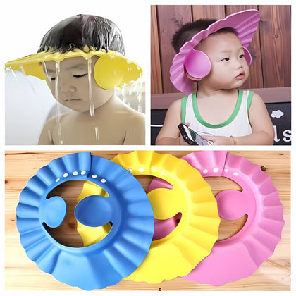 Baby Shower Cap, Adjustable & Reusable, Protects Eyes & Ears, Ideal for Haircuts & Bath Time