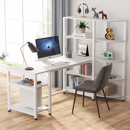 L-Shaped Computer Desk with Bookshelf