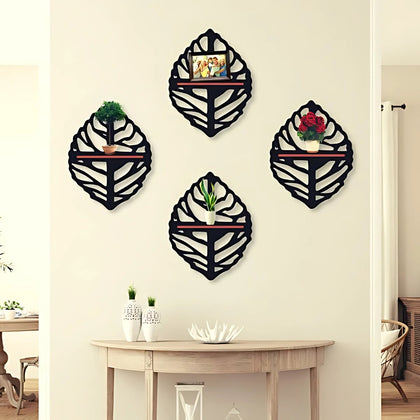 Round Leaf Shelves Pack of Four, 7 Inches, Chipboard Laminated, for Wall Art