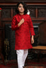 RED EMBROIDED KID'S COTTON KURTA