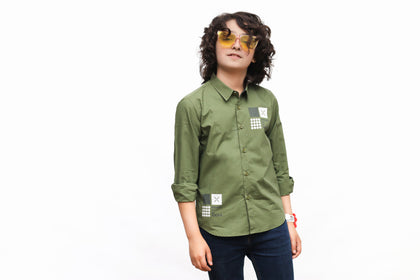 KID'S CAMAL GREEN CASUAL SHIRT