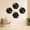 Black Double Hexa Shelves, Pack of Four, 7 Inches & 3mm Thick, for Modern Wall Decor