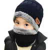 Beanie Cap with Neck Warmer, Knitted Hat & Scarf, Fleece Lining, for Kids