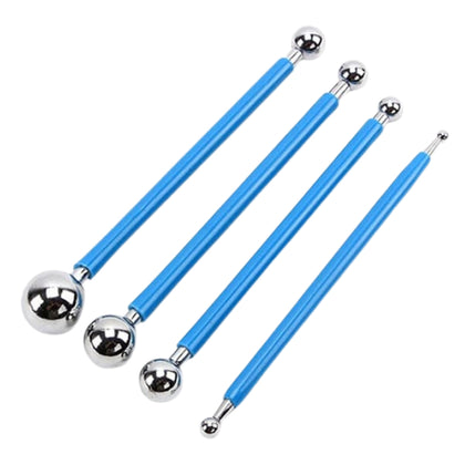 4Pcs Cake Decorating Ball Tool Set, Stainless Steel & Rubber Grip