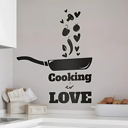 Cooking Is Love 3D Wall Sticker, Waterproof & Easy Apply, for Kitchen Decor