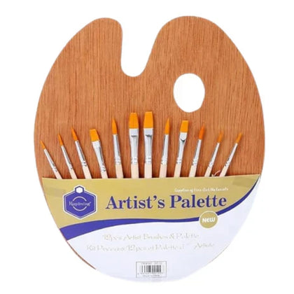 Artist Palette with 12 Brushes, Versatile & Durable, for Painting Enthusiasts