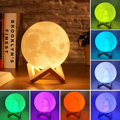 LED Moon Ball Lamp, Multicolor & Rechargeable Table Light