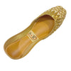 Beige Khussa, Golden Embroidery & Foam-Fitted Sole, for Women