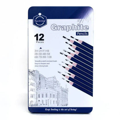 Art Graphite Pencil Set, 12-Piece, Tin Box, for Sketching & Shading