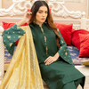 Suit, Stunning Green Raw Silk with Golden Jacquard Dupatta