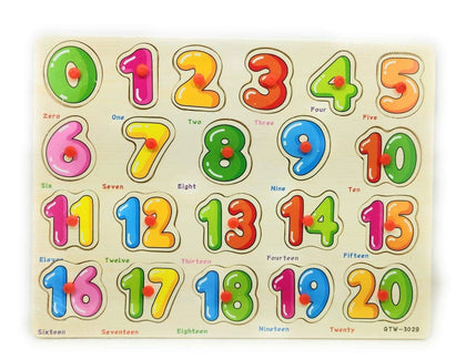 1 to 20 Wooden Colorful Learning Number Puzzle Plate