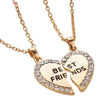 Golden & Silver Best Friend Necklaces, 2 Pairs, Heart-Shaped