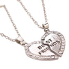 Golden & Silver Best Friend Necklaces, 2 Pairs, Heart-Shaped