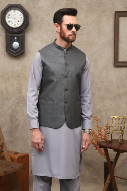 GREEN/GREY SHINING MEN'S WAIST COAT