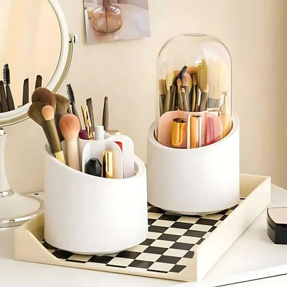 Dustproof Makeup Brush Holder, 360° Rotating Acrylic Organizer, for Vanity