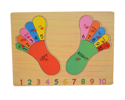 123 Wooden Learning plate Left & Right Foot Puzzle