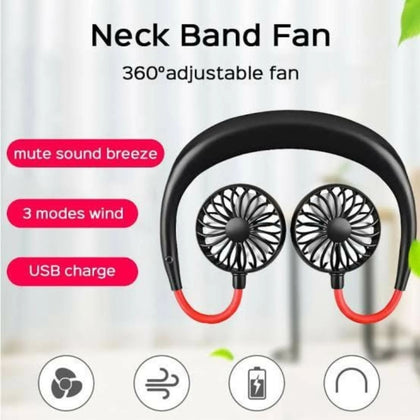 Portable Hand-Free USB Neck Fan, 360° Adjustable, 3-Speed & Rechargeable