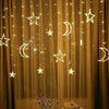 Ramadan Decoration Lights, Star & Moon Curtain Lights, Warm White, Home Decor