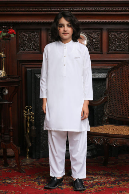 WHITE BOSKI KID'S SHALWAR KAMEEZ