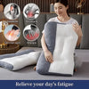 Comfortable Goose Down Pillow, Cervical Support, Grey & White