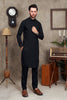 JET BLACK MEN'S WASH & WEAR SHALWAR KAMEEZ WITH COLLAR 2