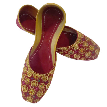 Maroon Velvet Khussa, Gold Embroidery, for Women’s Eid & Formal Wear