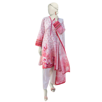 Suit, Digital Printed Burnout Organza Dupatta & Lawn Shirt, for Women