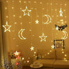 Ramadan Decoration Lights, Star & Moon Curtain Lights, Warm White, Home Decor