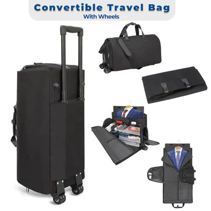 Convertible Duffle Garment Bag with Wheels, Spacious Weatherproof & Travel Ready