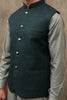 GREEN JAMAWAR MEN'S WAIST COAT