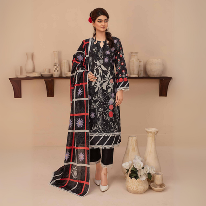 Suit, Reet Rang, Chiffon Dupatta & Embroidered, for Women