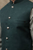 GREEN JAMAWAR MEN'S WAIST COAT