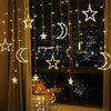 Ramadan Decoration Lights, Star & Moon Curtain Lights, Warm White, Home Decor