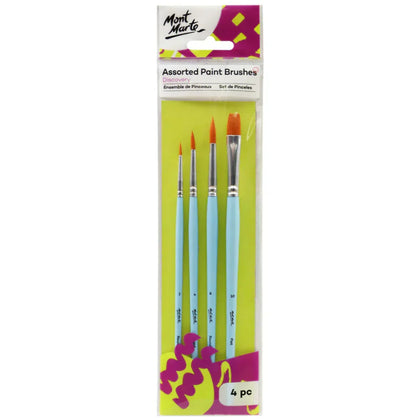 Mont Marte Paint Brushes, 4-Piece Discovery Set, for Artists & Beginners