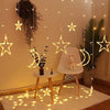 Ramadan Decoration Lights, Star & Moon Curtain Lights, Warm White, Home Decor