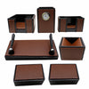 Senator Rexine Leather Office Desk Organizer 7pcs Set With Watch #20(Brown)