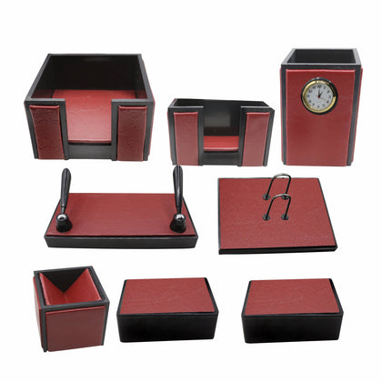 Senator Rexine Leather Office Desk Organizer 8pcs Set With Watch #20