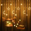 Ramadan Decoration Lights, Star & Moon Curtain Lights, Warm White, Home Decor