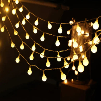 LED Ball String Lights, 10LEDs, 1.5m, Energy-Saving for Parties & Festivals