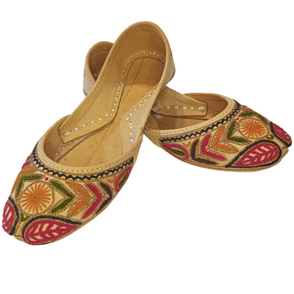 Metallic Multi Shade Handmade Embroidery Khussa, Stylish Footwear for Women