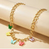 Butterfly Charm Chain Necklace, Trendy Multi-Color Design