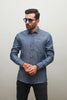 MEN'S DENIM BLUE EMBROIDERY CASUAL SHIRT