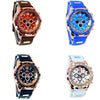 Casual Analog Watch with Rubber Straps, Trendy Design, for Men