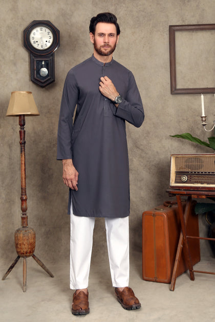 GREY MEN'S WASH & WEAR KURTA